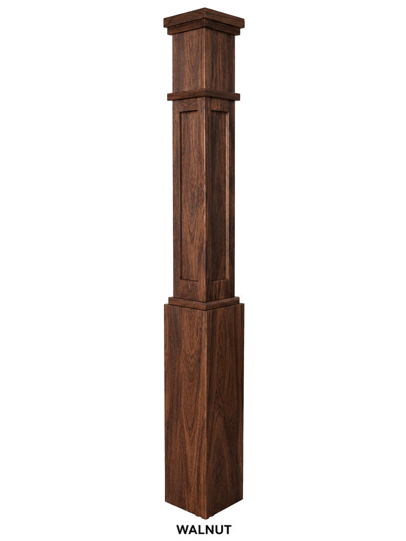 MFP-4091 Actual Flat Panel Mission-Style Box Newel Post, Walnut