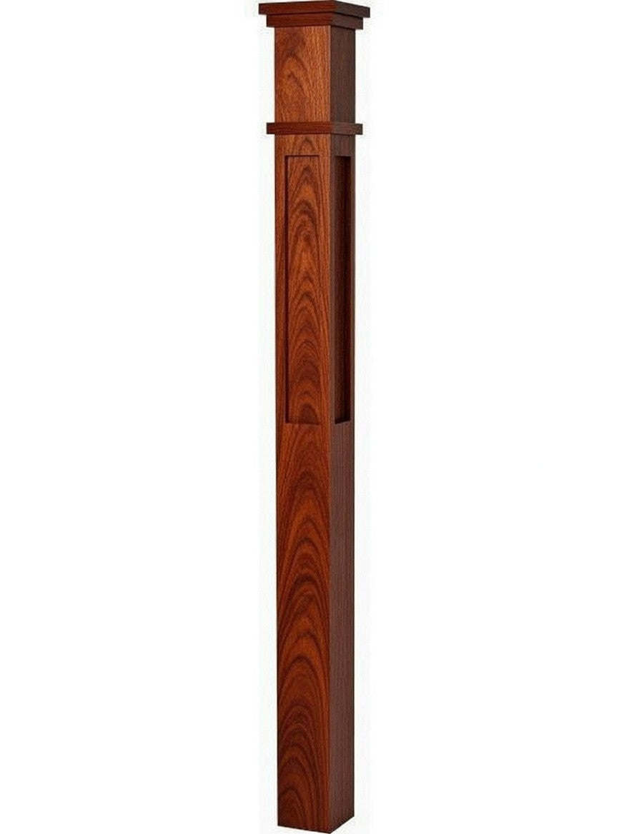 MFP-4375 Actual Flat Panel Mission-Style Box Newel Post, Mahogany