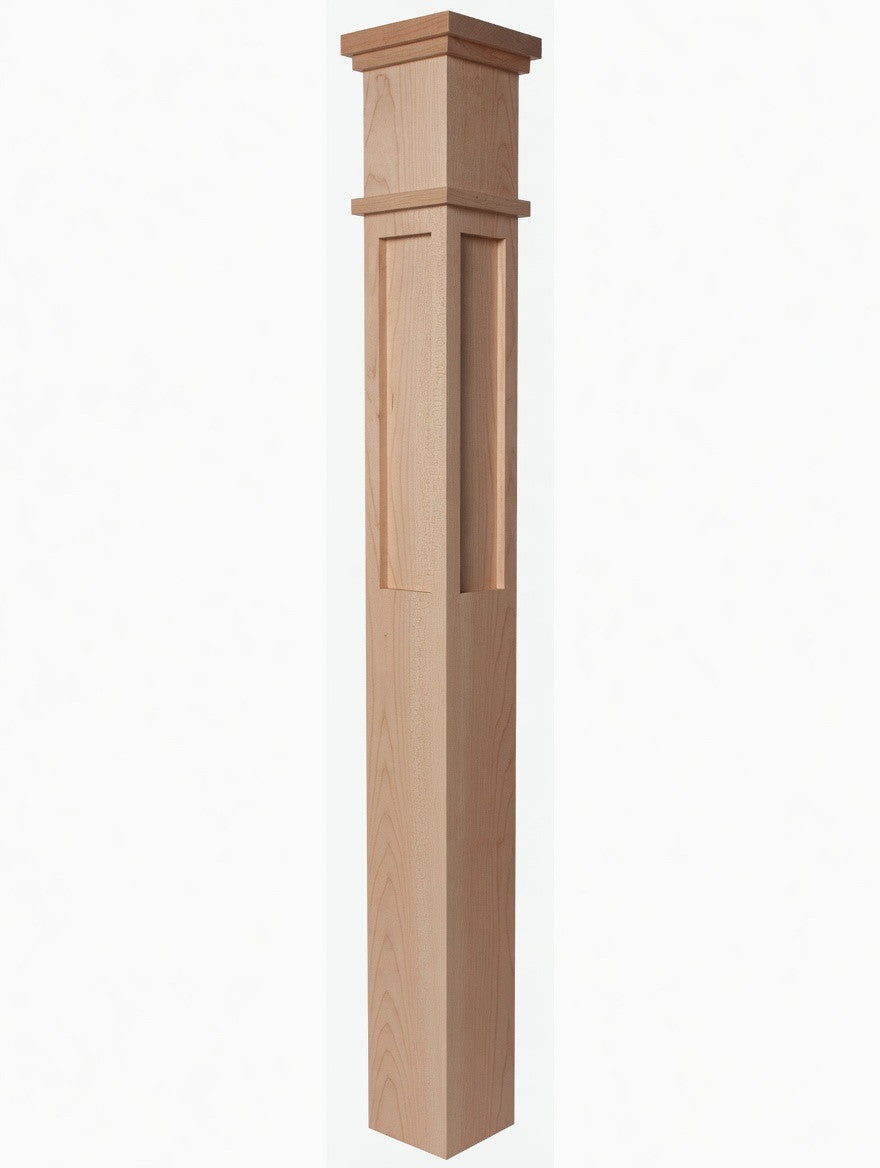 MFP-4375 Actual Flat Panel Mission-Style Box Newel Post, Soft Maple