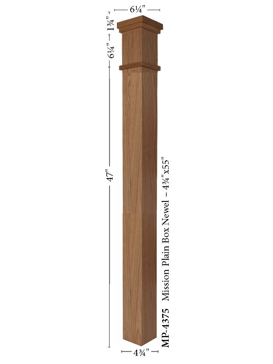MP-4375 Primed with Special Species Trim Mission Style Box Newel Post