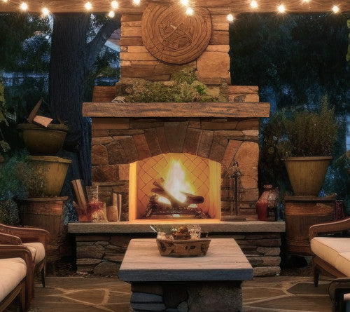 New River Non-Combustable Fireplace Mantel Shelf, Fieldstone Exterior
