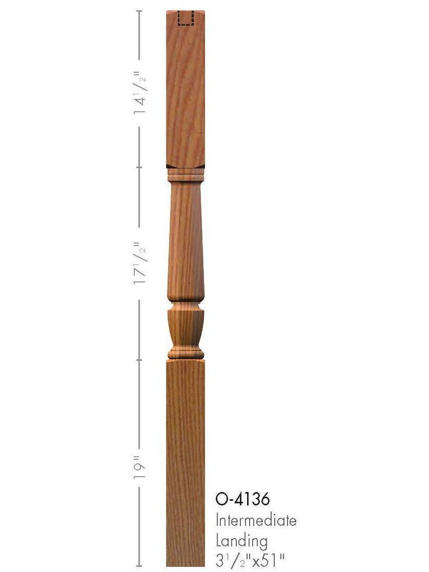 4136 Interchangeable Intermediate Landing Newel Post Dimensional Information