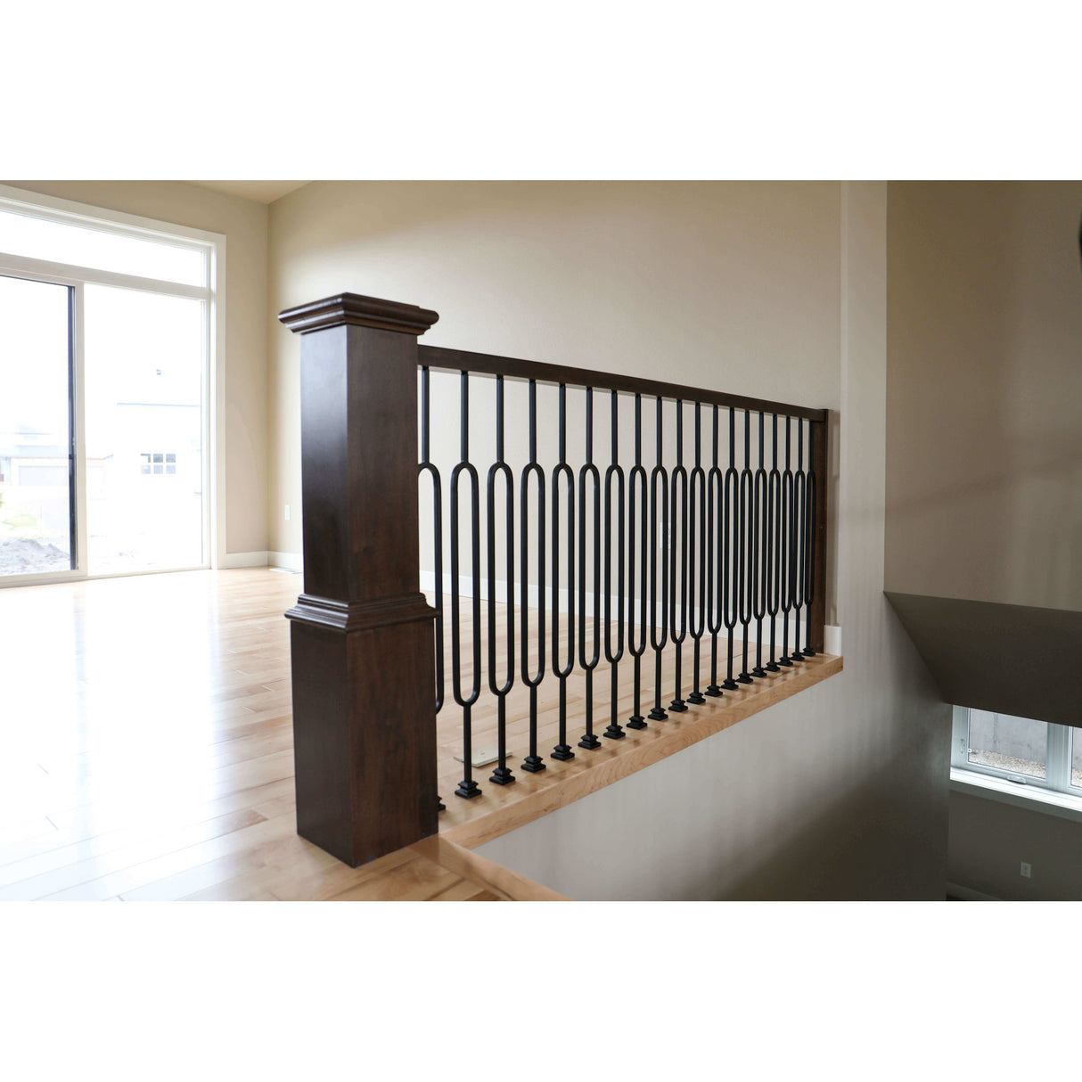 Oval Balusters with Custom Box ewel Post