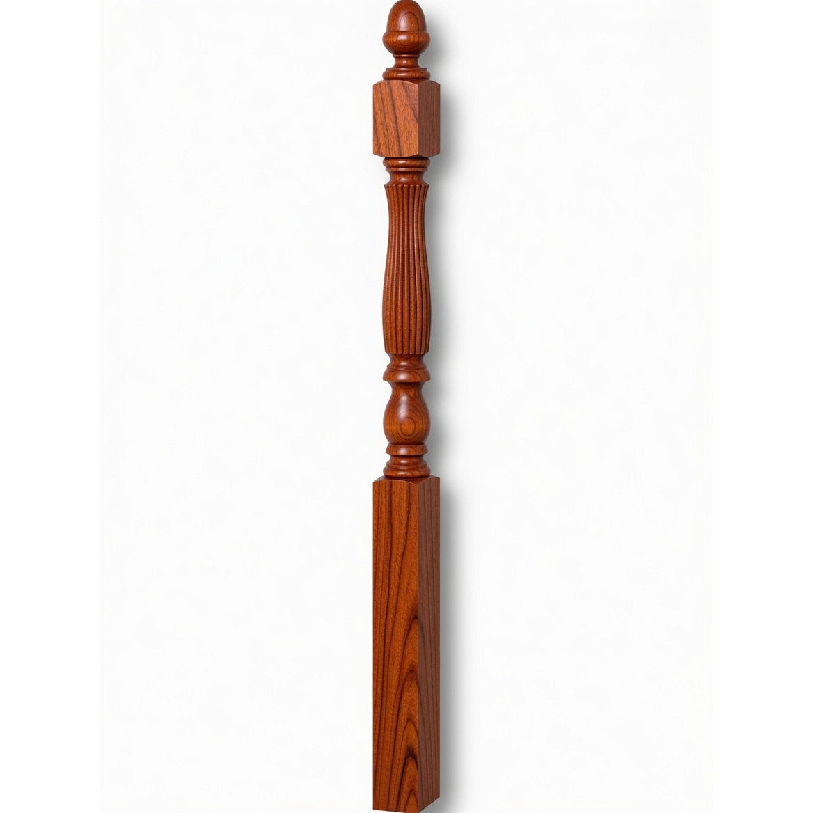 R-4600 (48") or R-4604 (60") Reeded Country Starting Newel, 3-1/4", Brazilian Cherry