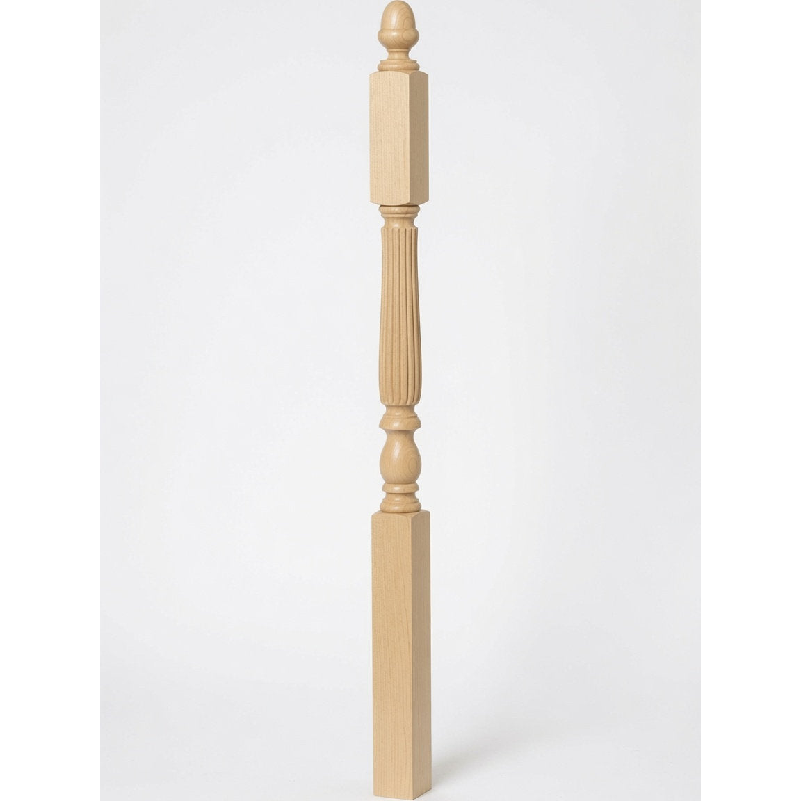 R-4606 3-1/4" x 60" Reeded Ohio Landing Newel Post, Birch