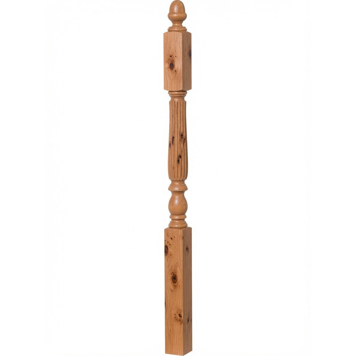 R-4606 3-1/4" x 60" Reeded Ohio Landing Newel Post, Knotty Alder