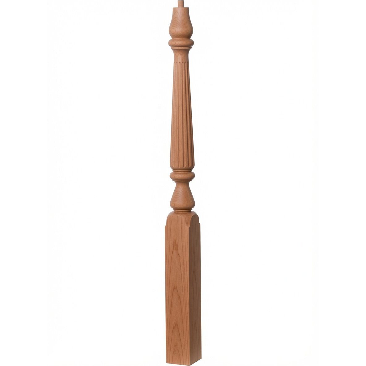 R-4811 (48") or R-4815 (60") Reeded Ohio Pin Top Newel Post, American Cherry