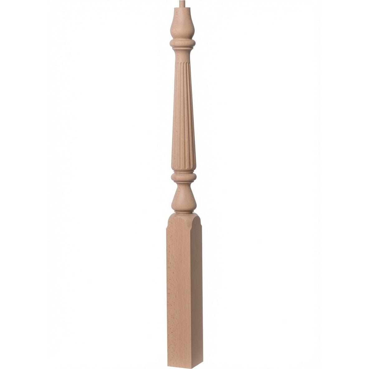 R-4811 (48") or R-4815 (60") Reeded Ohio Pin Top Newel Post, Beech