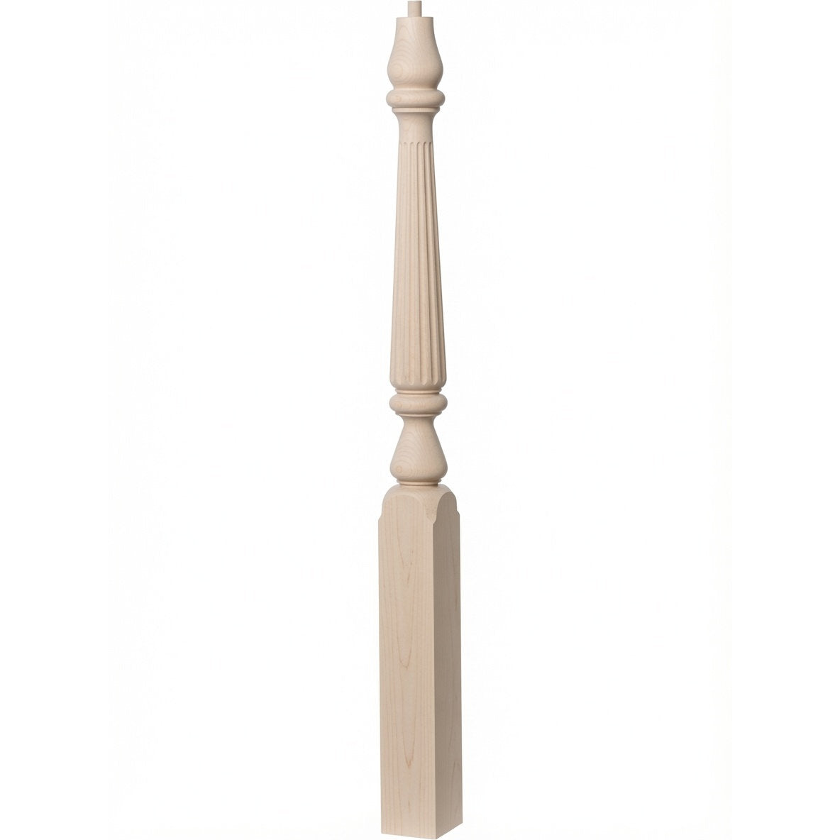 R-4811 (48") or R-4815 (60") Reeded Ohio Pin Top Newel Post, Hard Maple