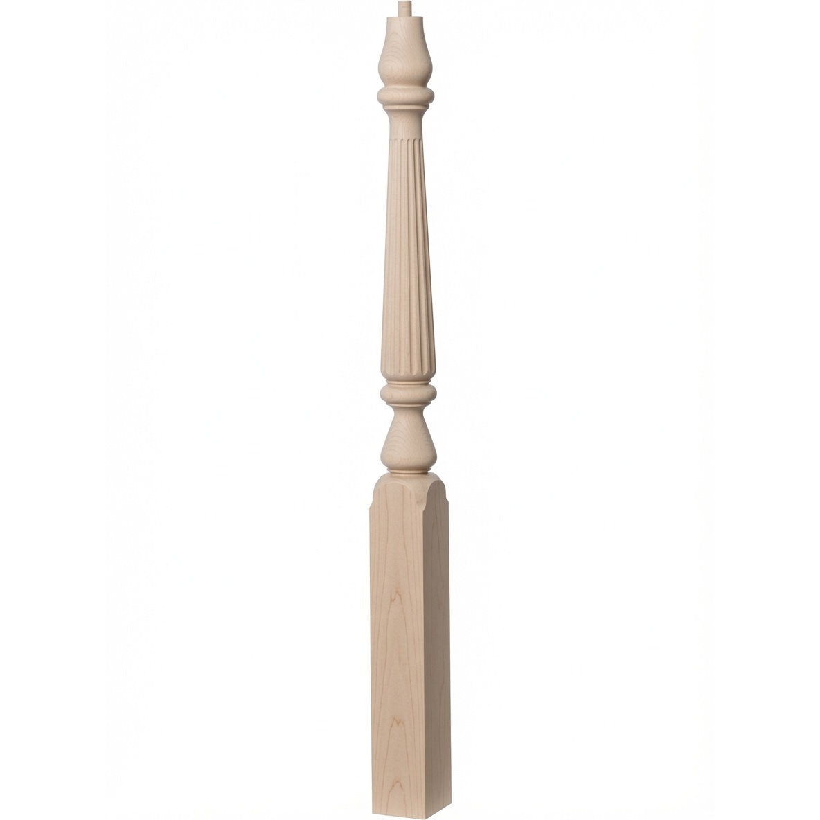 R-4811 (48") or R-4815 (60") Reeded Ohio Pin Top Newel Post, Soft Maple