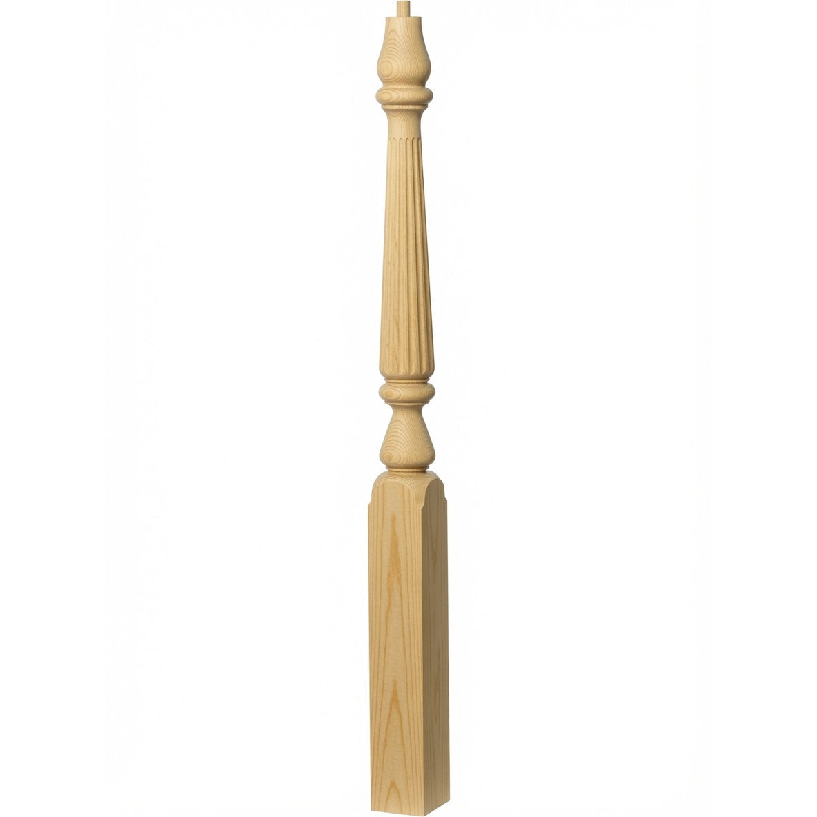 R-4811 (48") or R-4815 (60") Reeded Ohio Pin Top Newel Post, Yellow Pine