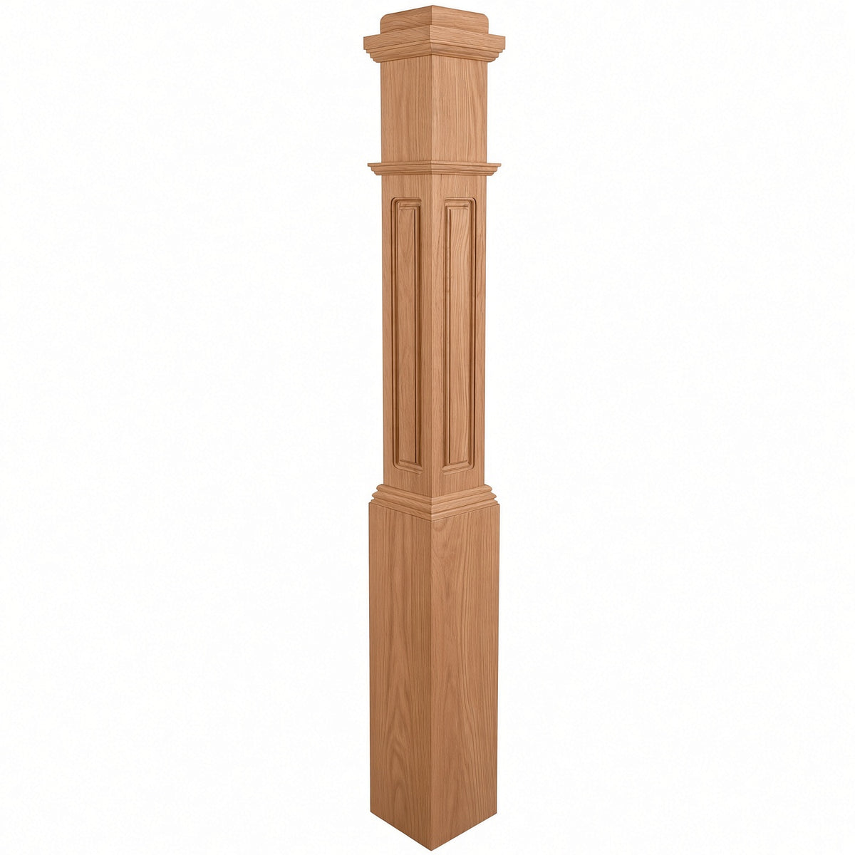 RP-4091 CNC Raised Panel Box Newel Post, American Cherry