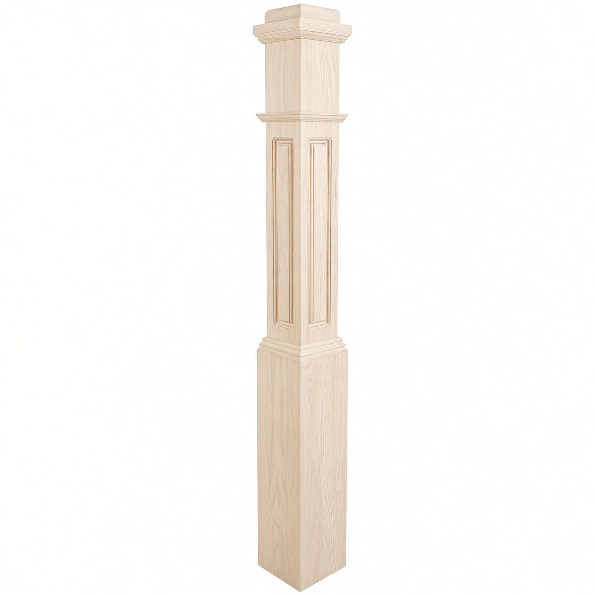 RP-4091 CNC Raised Panel Box Newel Post, Hard Maple