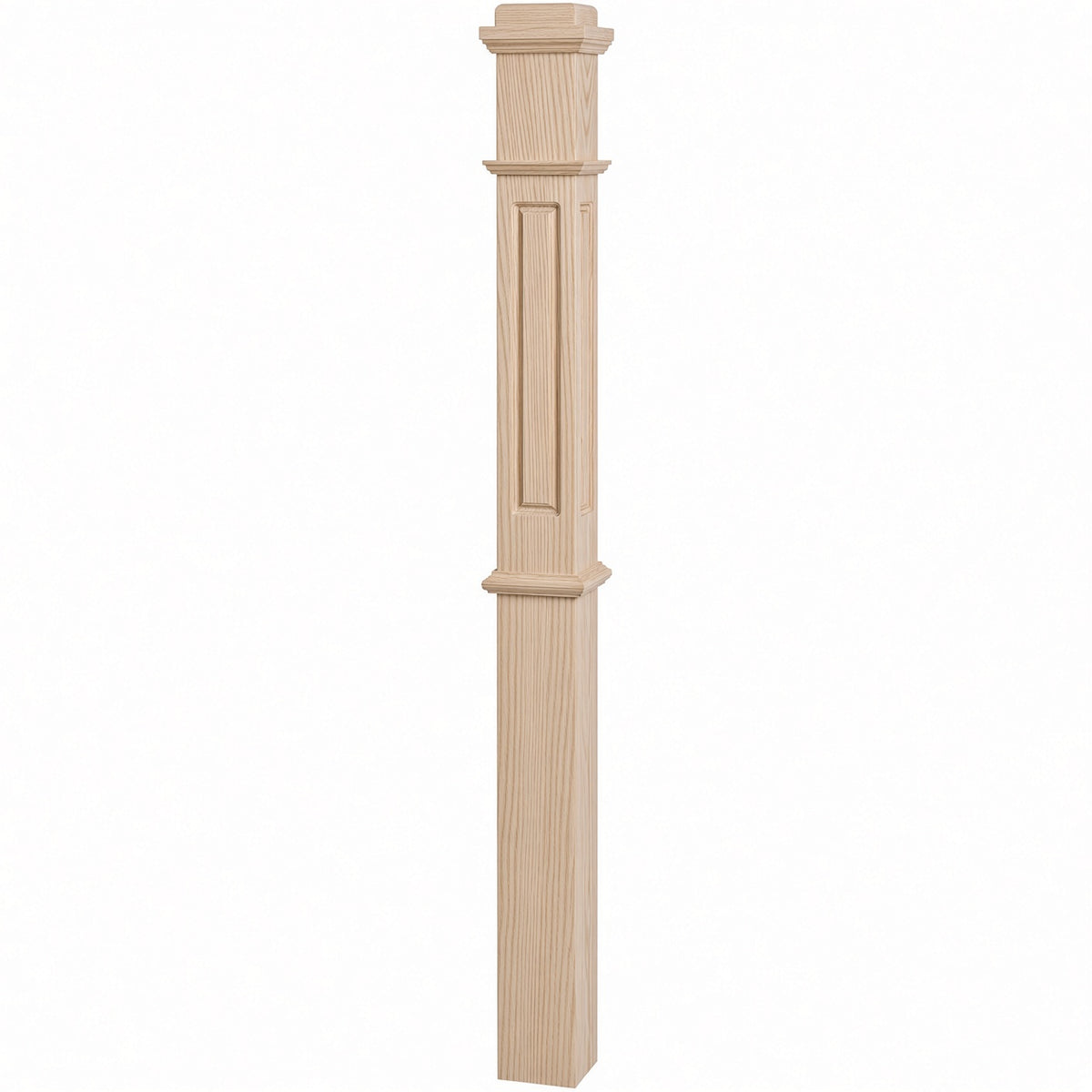 RP-4375 CNC Raised Panel Box Newel Post, Ash
