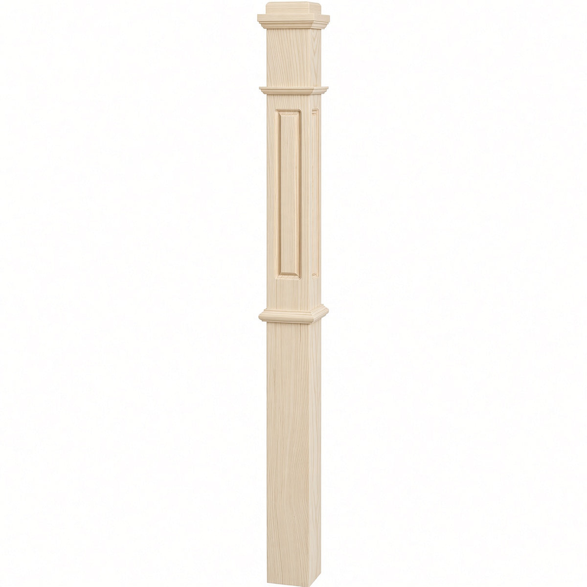 RP-4375 CNC Raised Panel Box Newel Post, Birch