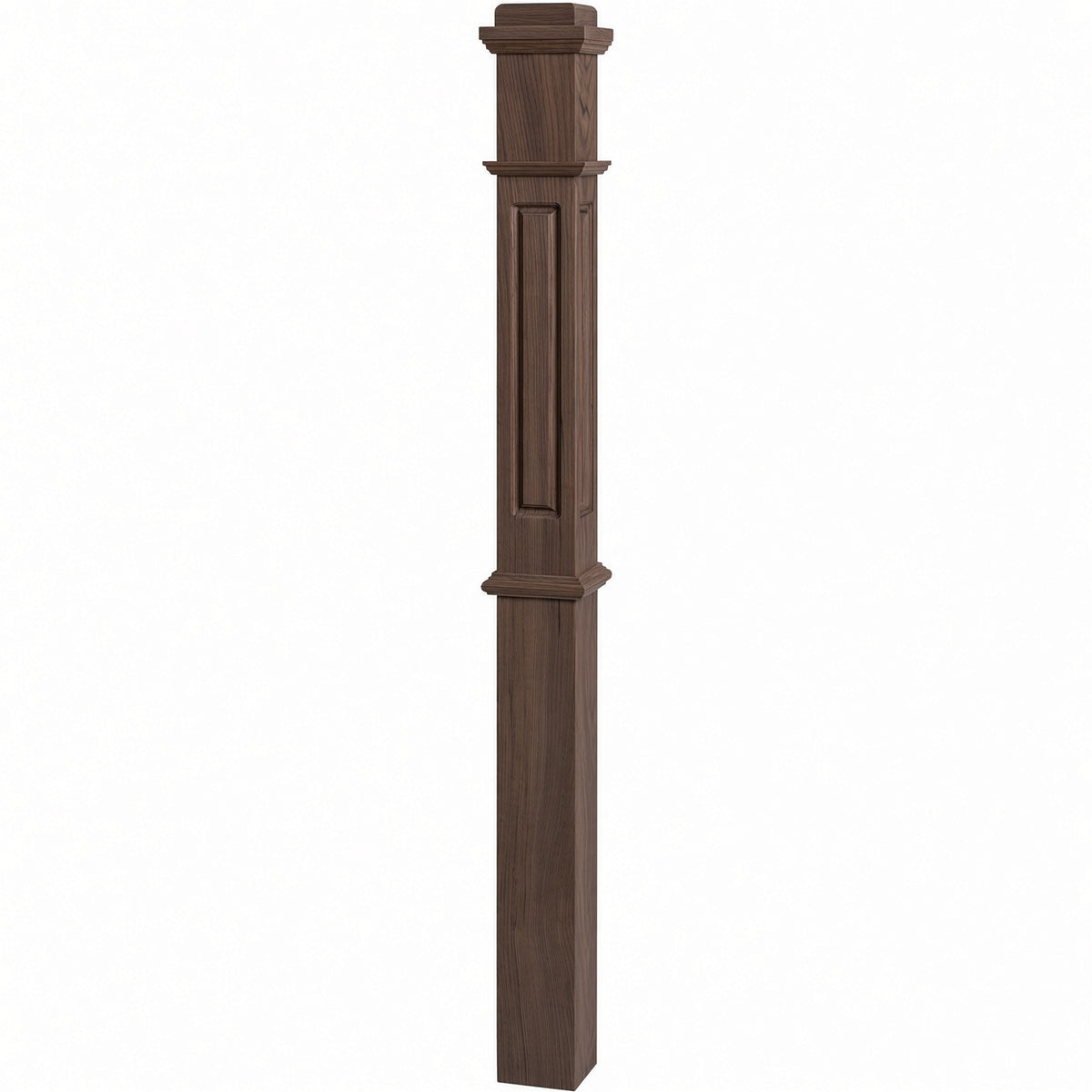 RP-4375 CNC Raised Panel Box Newel Post, Walnut