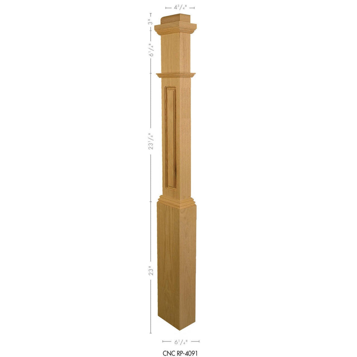 RP-4091 Raised Panel HALF Box Newel Post