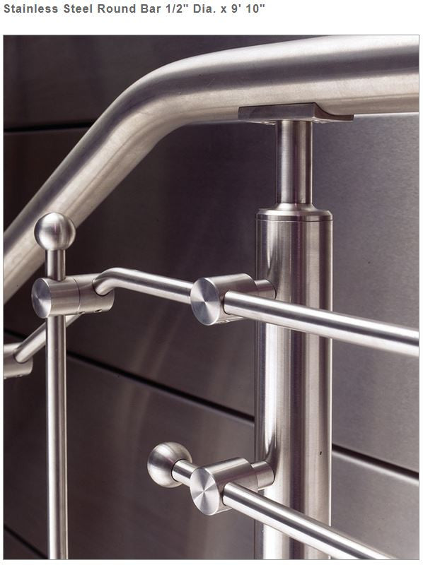 E005 1/2" Stainless Round Bar, 10'
