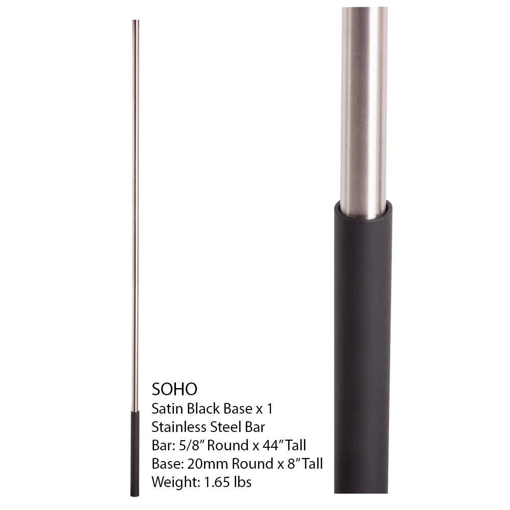 Satin Black Base on Stainless Steel Baluster (16.4.1SS) One Sleeve Info