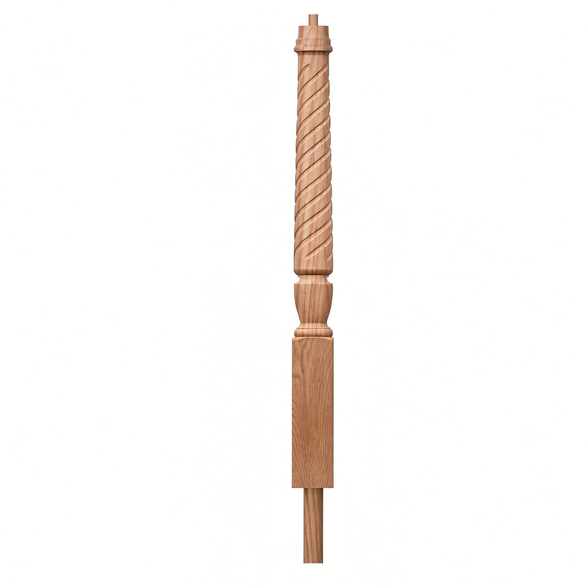 T-3012 3-1/2 x 41" Bunker Hill Volute Newel Post with Adjustable Dowel, Alder