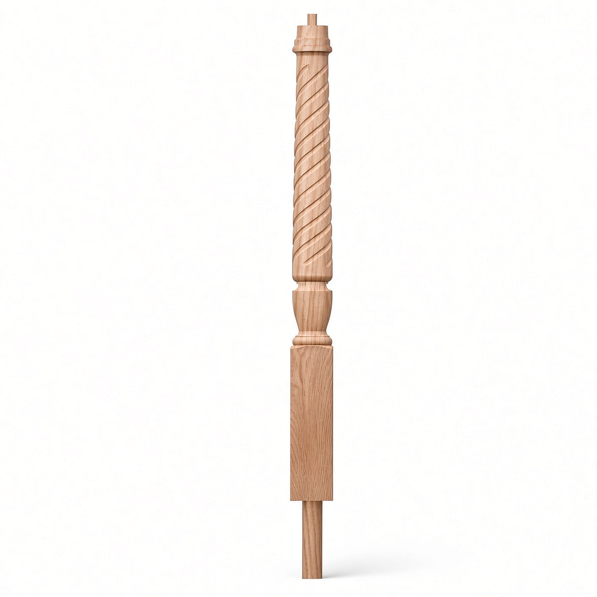 T-3012 3-1/2 x 41" Bunker Hill Volute Newel Post with Adjustable Dowel, Beech