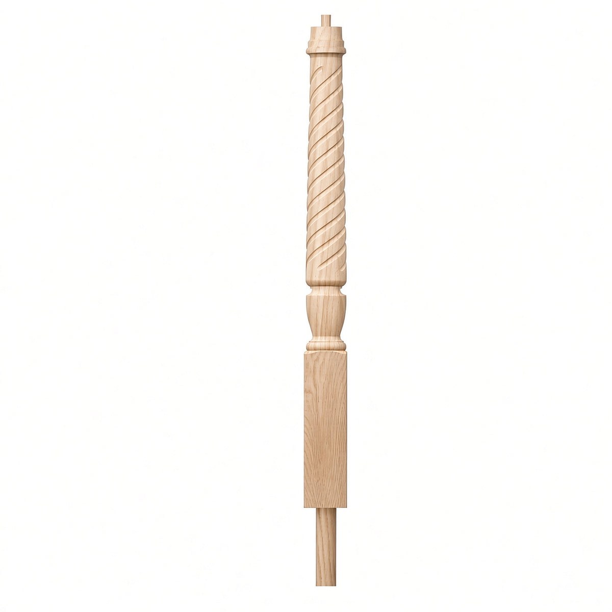 T-3012 3-1/2 x 41" Bunker Hill Volute Newel Post with Adjustable Dowel, Hard Maple