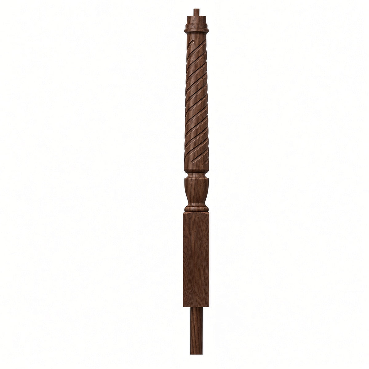 T-3012 3-1/2 x 41" Bunker Hill Volute Newel Post with Adjustable Dowel, Walnut