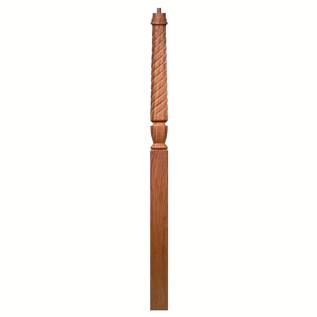 T-3015 Twist Bunker Hill 3-1/2" x 56" or 3-1/2 x 60" Gooseneck Landing Pin Top Newel Post, American Cherry