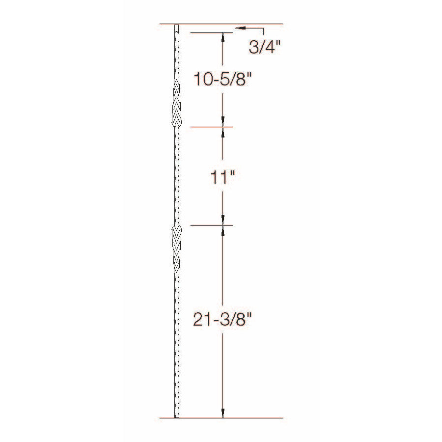 T-22 Split Arrows Edge Hammered TubDimensional Information