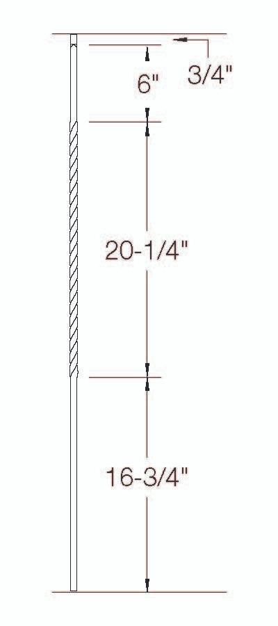 T-27 Single 20" Long Twist dimensional information
