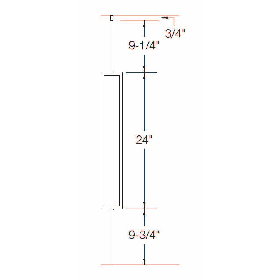 T-81 Single Rectangle Tubular Steel Baluster Dimensional Information
