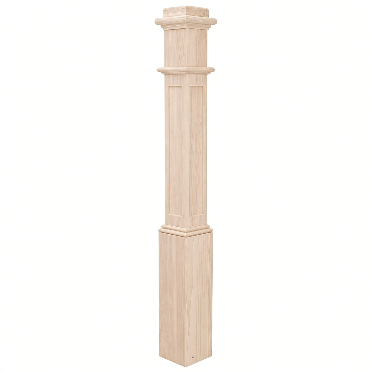 991TFP True Flat Panel 6-1/4" x 56" Ranch Box Newel post, Beech