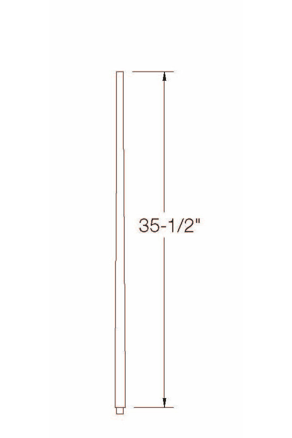 A-5240 1-1/2" x 36" Colonial Long Tapered Baluster Dimensional Information