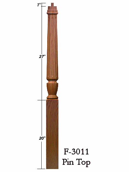 F-3011 Fluted 48" Pin Top Starting Newel Post