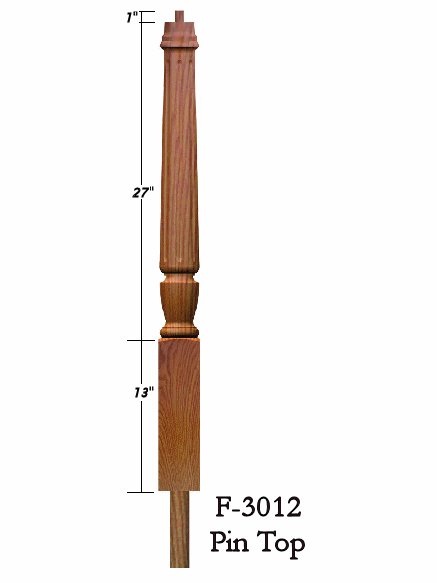 F-3012 Fluted Pin Top Volute Newel Post