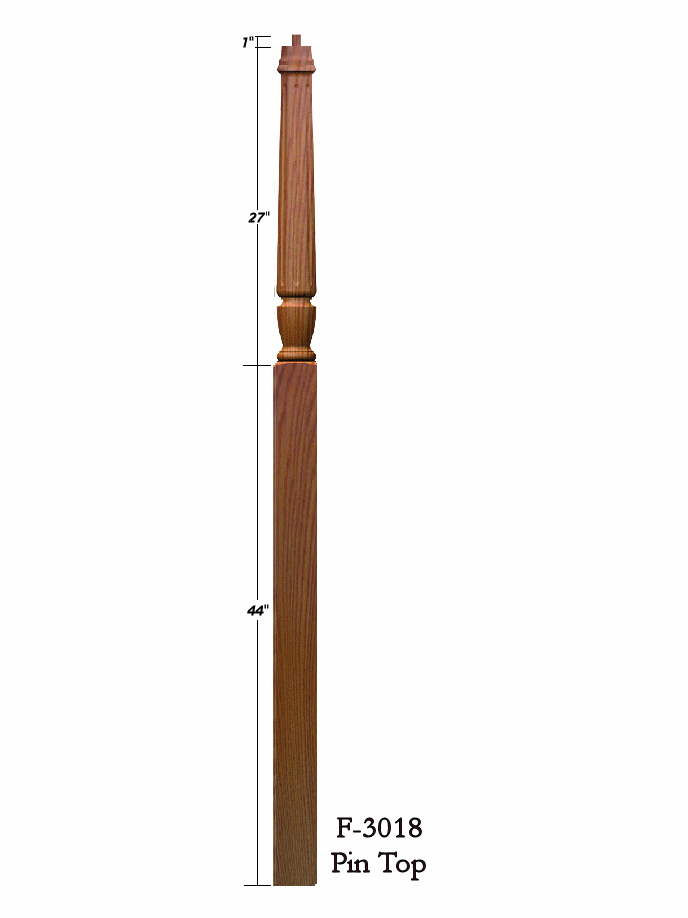 F-3018 Fluted 72" Pin Top Starting Newel Post