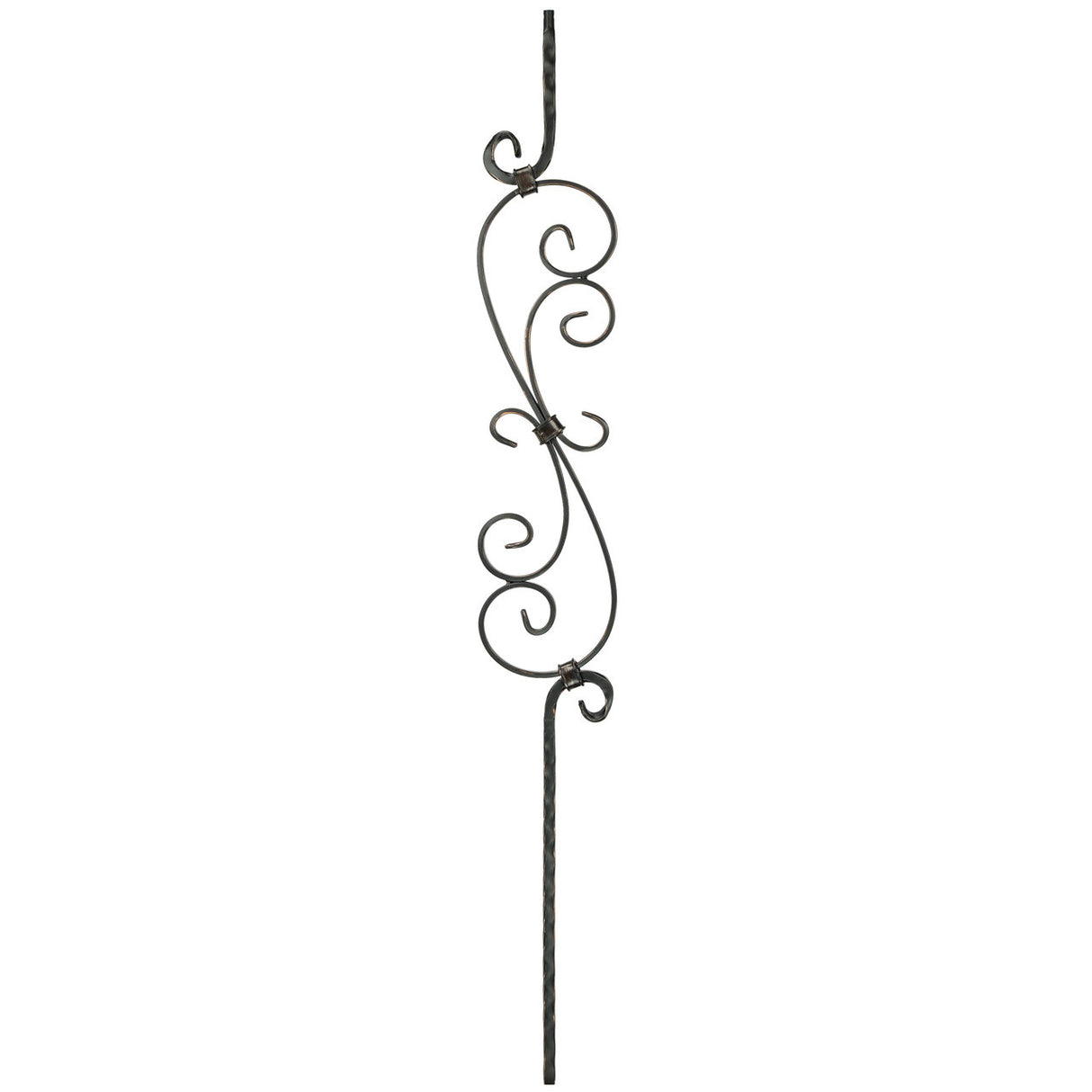 T-36 Edge Hammered S-Scroll Tubular Steel Baluster
