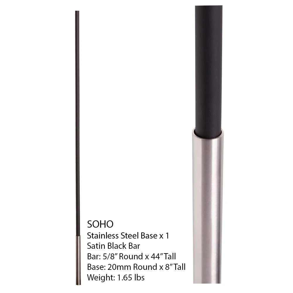 SoHo - Stainless Steel Base on Satin Black Baluster (17.4.1) Info One Sleev