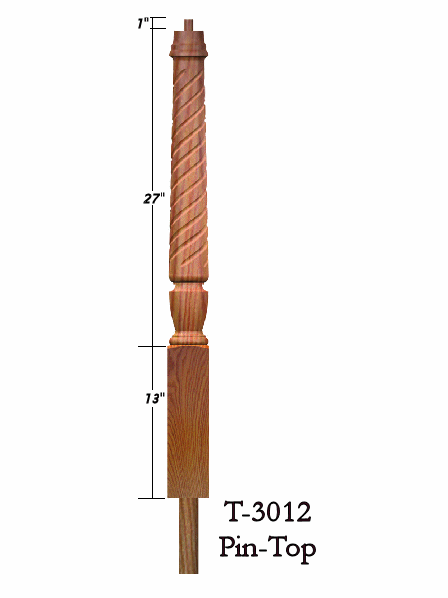T-3012 Twist Pin Top Volute Newel Post