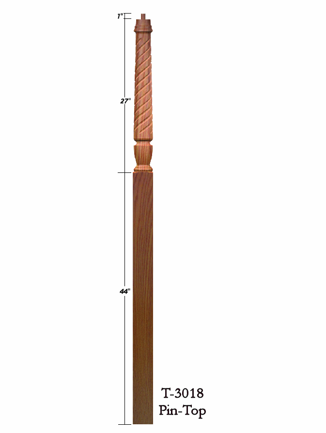 T-3018 72" Twist Pin Top Starting Newel Post