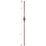 1001 Single Baske Solid Iron Baluster, 9/16" Hammered