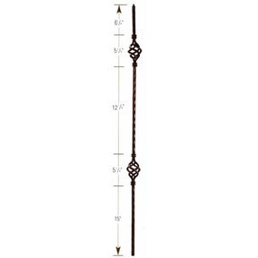 1002 Double Basket Solid Iron Hammered Baluster