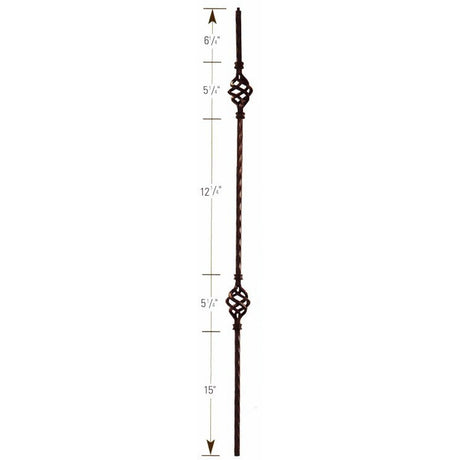 1002 Double Basket Solid Iron Hammered Baluster