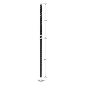 1061 Solid 14mm Hammered Single Ball Stair Baluster