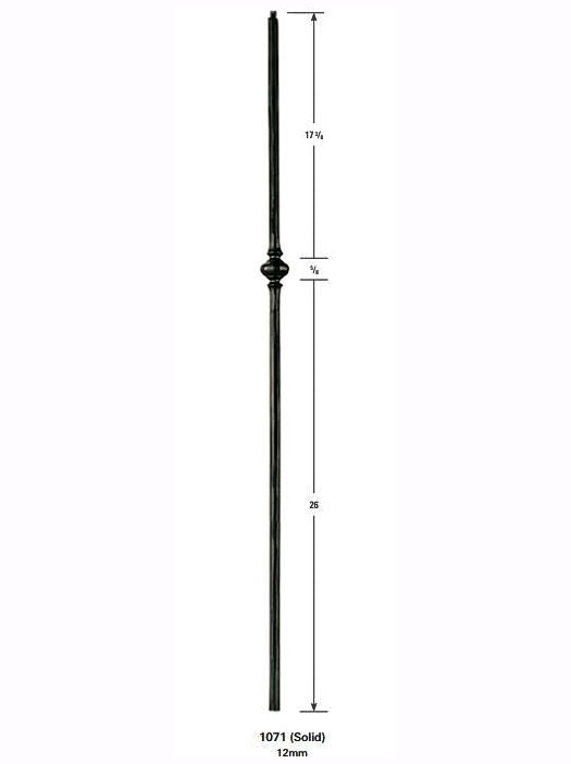 1071 Hammered 1 Knuckle Round Baluster Iron Baluster
