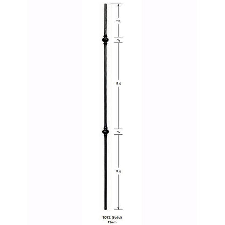 1072 Solid 12mm Round Baluster with Two Knuckles