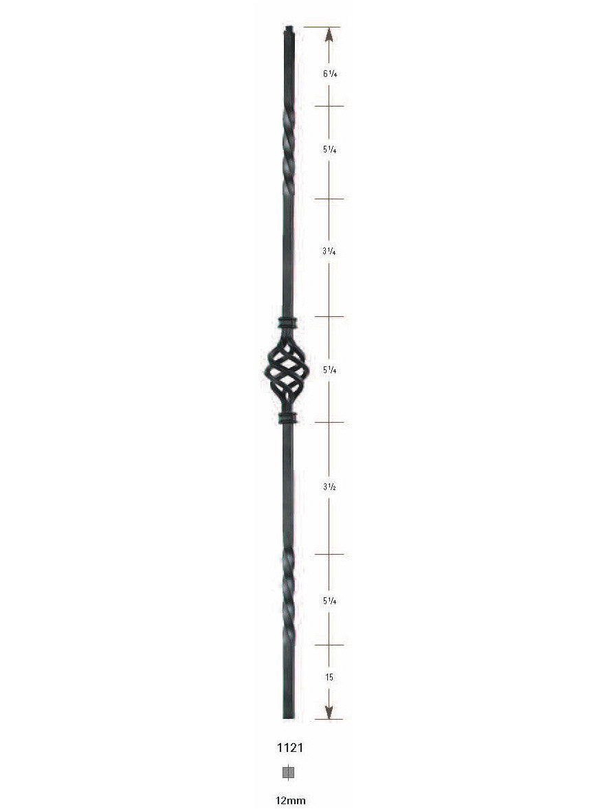 1121 Single Basket, Double Twist Iron Baluster