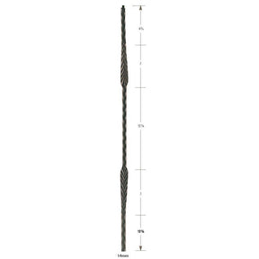 3202 Two Flowers Hammered 14mm Stair Baluster
