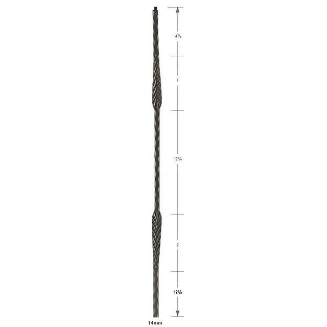 3202 Two Flowers Hammered 14mm Stair Baluster