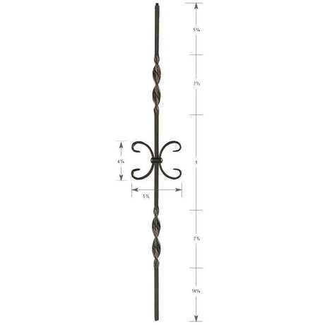 1331 Single Butterfly and Two Ribbons Hollow Baluster, 12mm